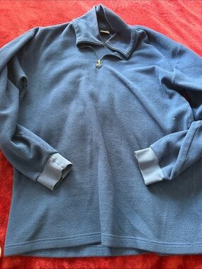 Vintage Men's Zip-Up Fleece Pullover - Blue